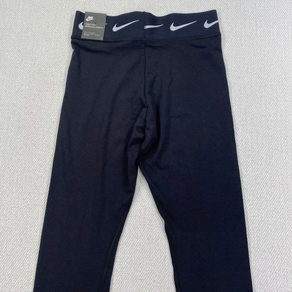 Nike Sportswear Club High Waisted Leggings Womens Small Black Swoosh CJ1984-010